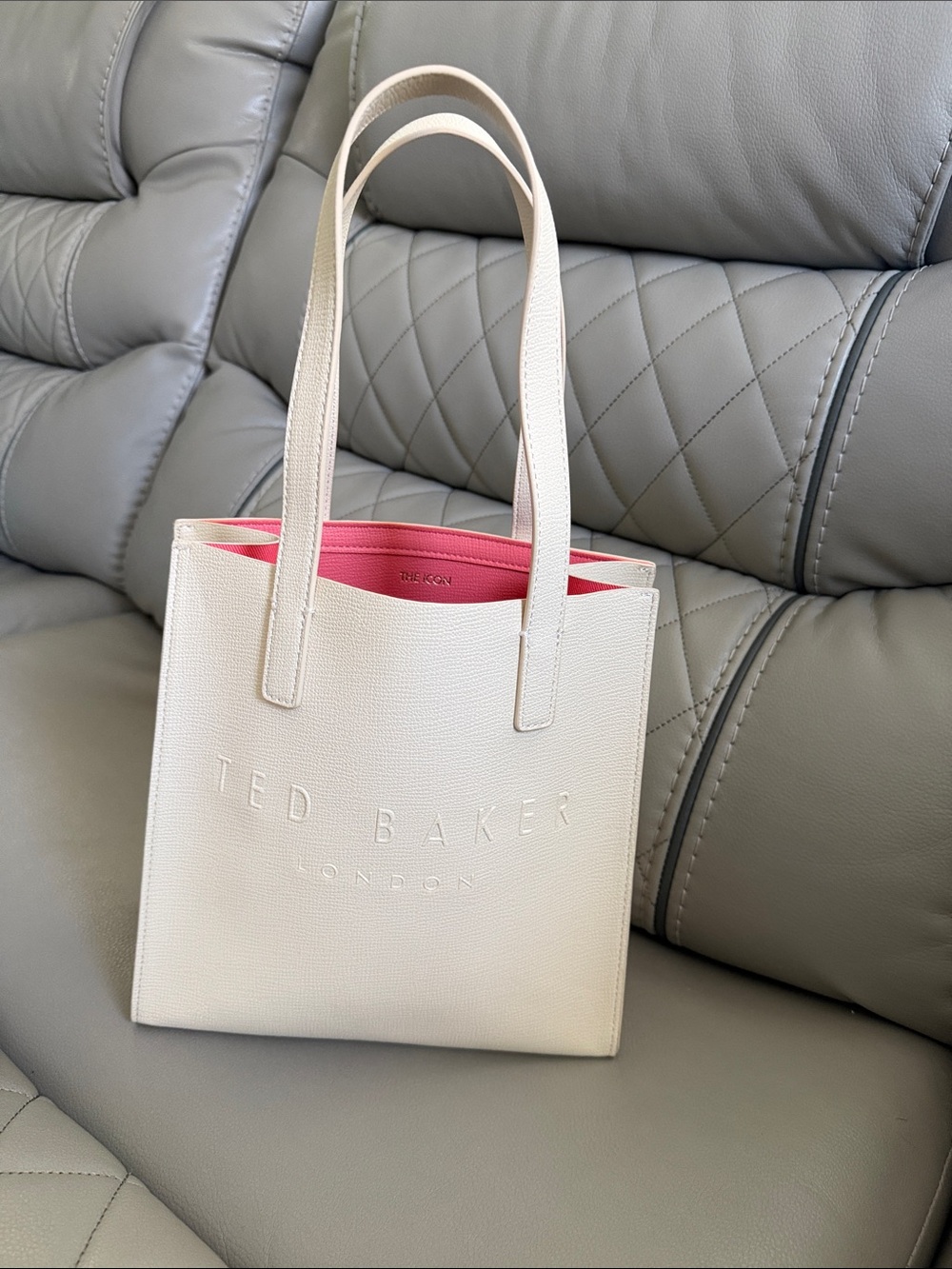 Ted Baker Cream Tote with Pink Interior Accent